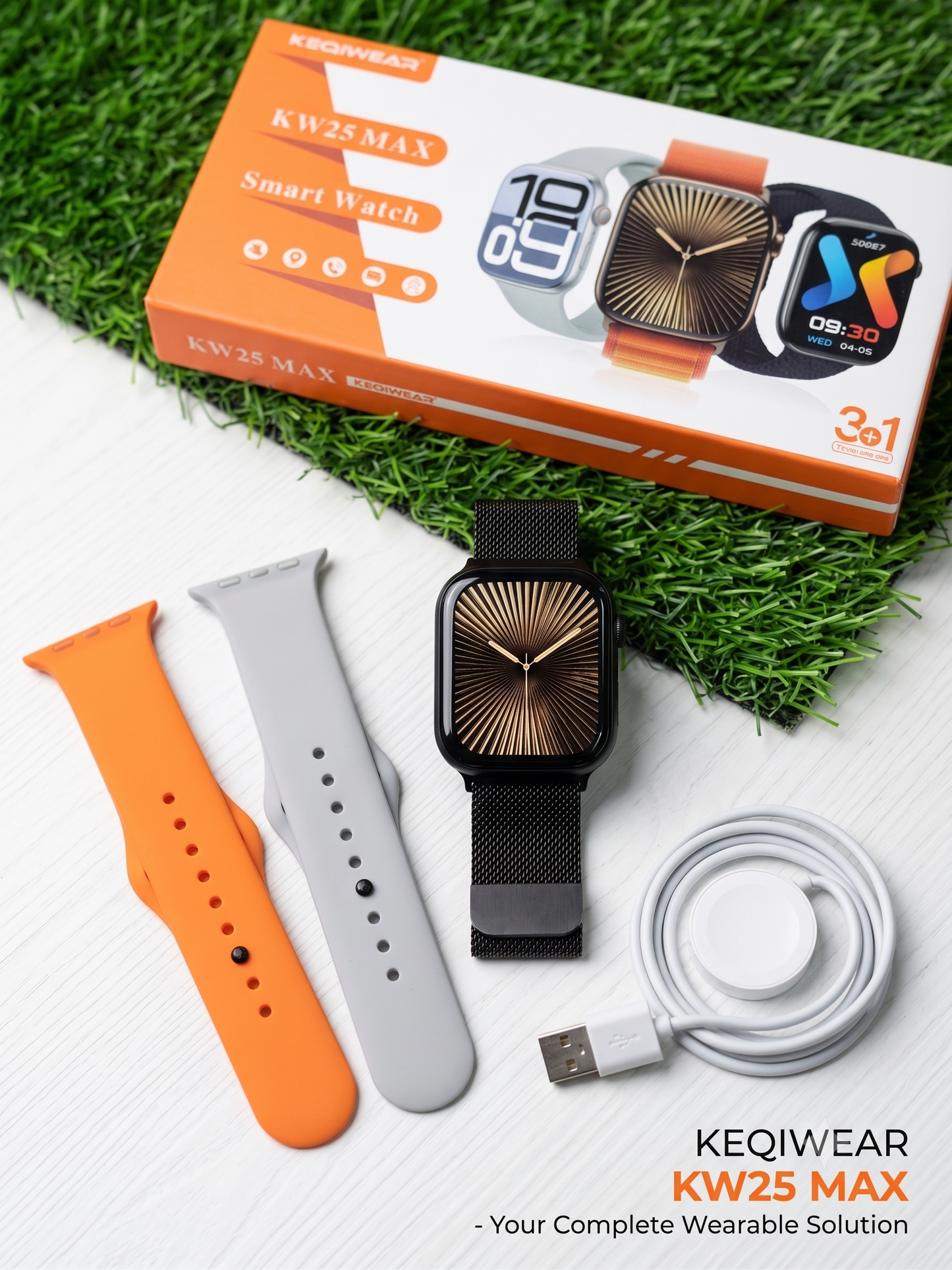 Keqiwear KW25 Max Series 10 Smart Watch – 3+1 Multi-Strap Combo