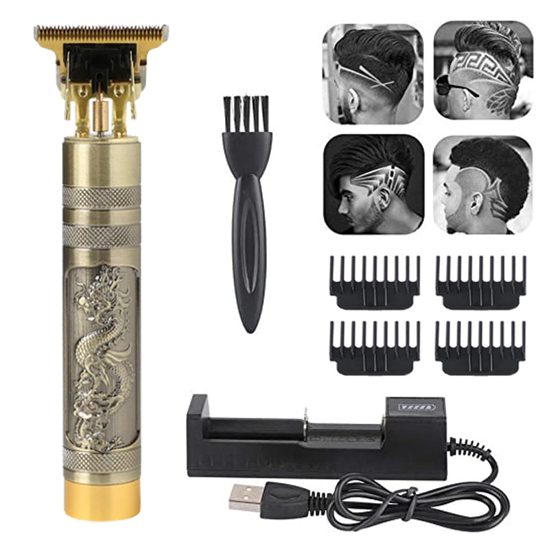 Vintage T9 Rechargeable Trimmer – Metal Body, T-Blade & 120Min Battery