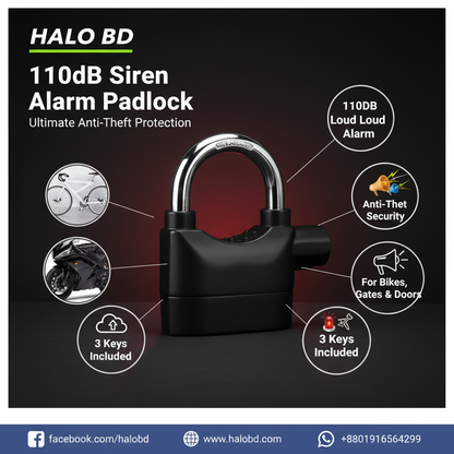 110dB Alarm Padlock - Full Frame Card