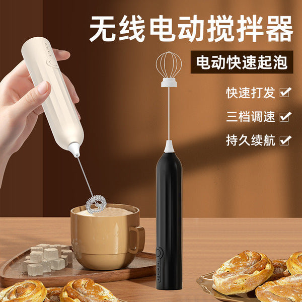 Wireless Electric Milk Frother & Egg Beater with LED Display | 3-Speed | Type-C Charging