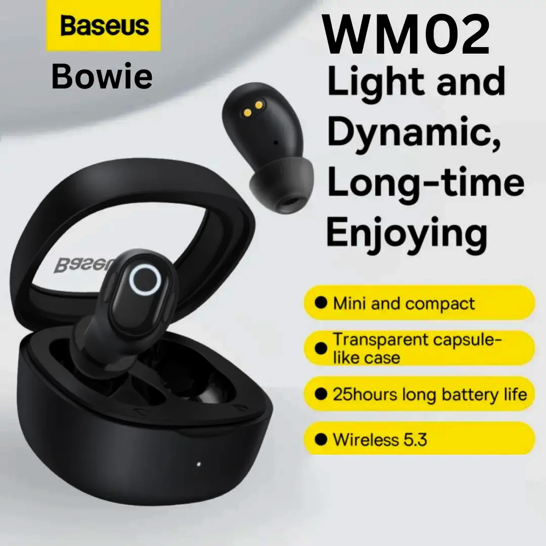 Baseus Bowie WM02 TWS Earbuds – BT 5.3, 25H Battery & Low Latency