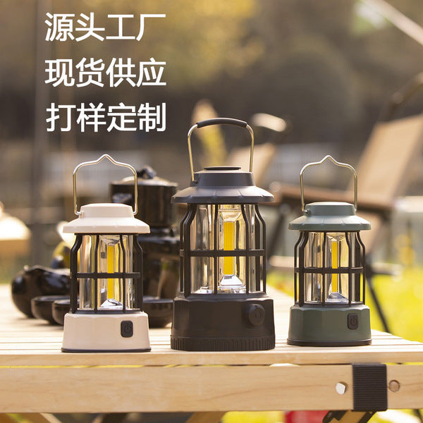 Retro Vintage Camping Lantern | Warm LED | 2 Sizes | 3 Colors