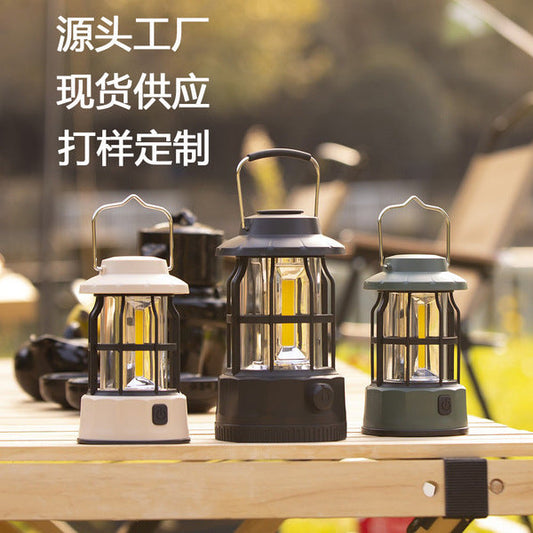 Retro Vintage Camping Lantern | Warm LED | 2 Sizes | 3 Colors