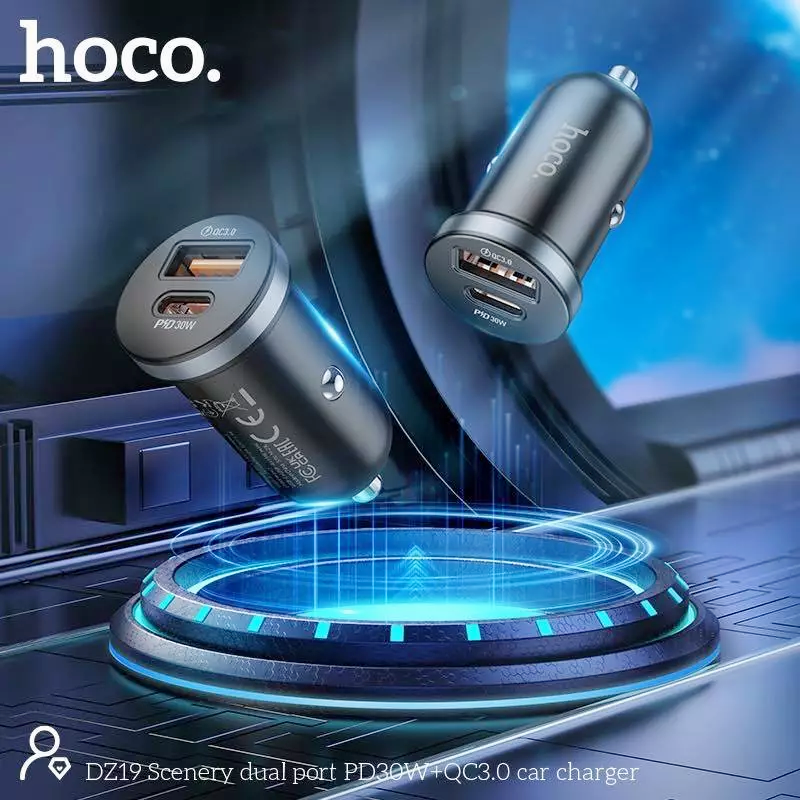 Hoco DZ19 Scenery Dual USB Car Charger – 3.1A LED Display & Voltage Monitor