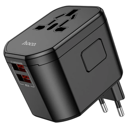 Hoco AC15 Walker 3-Port Charger – PD20W + QC3.0 Universal Travel Charger