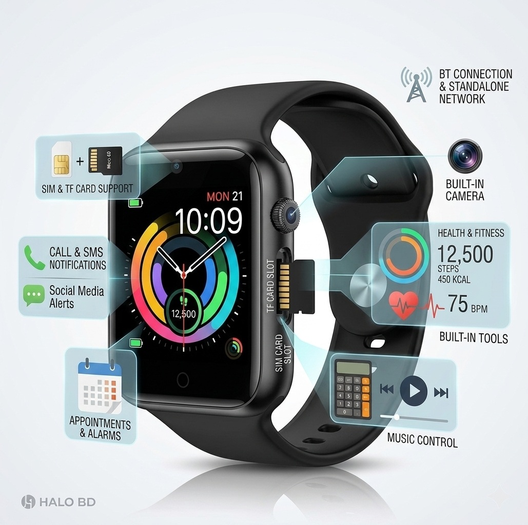Keqiwear KW68 Mini Smart Watch – 3+1 Multi-Strap Combo
