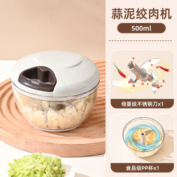 Easy Spin Cutter Manual Food Chopper & Garlic Mincer (500ml)