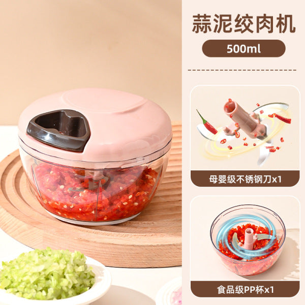 Easy Spin Cutter Manual Food Chopper & Garlic Mincer (500ml)