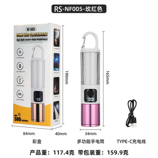 RS-NF005 Camping Flashlight – 500 Lumens Dual Light, USB-C Rechargeable