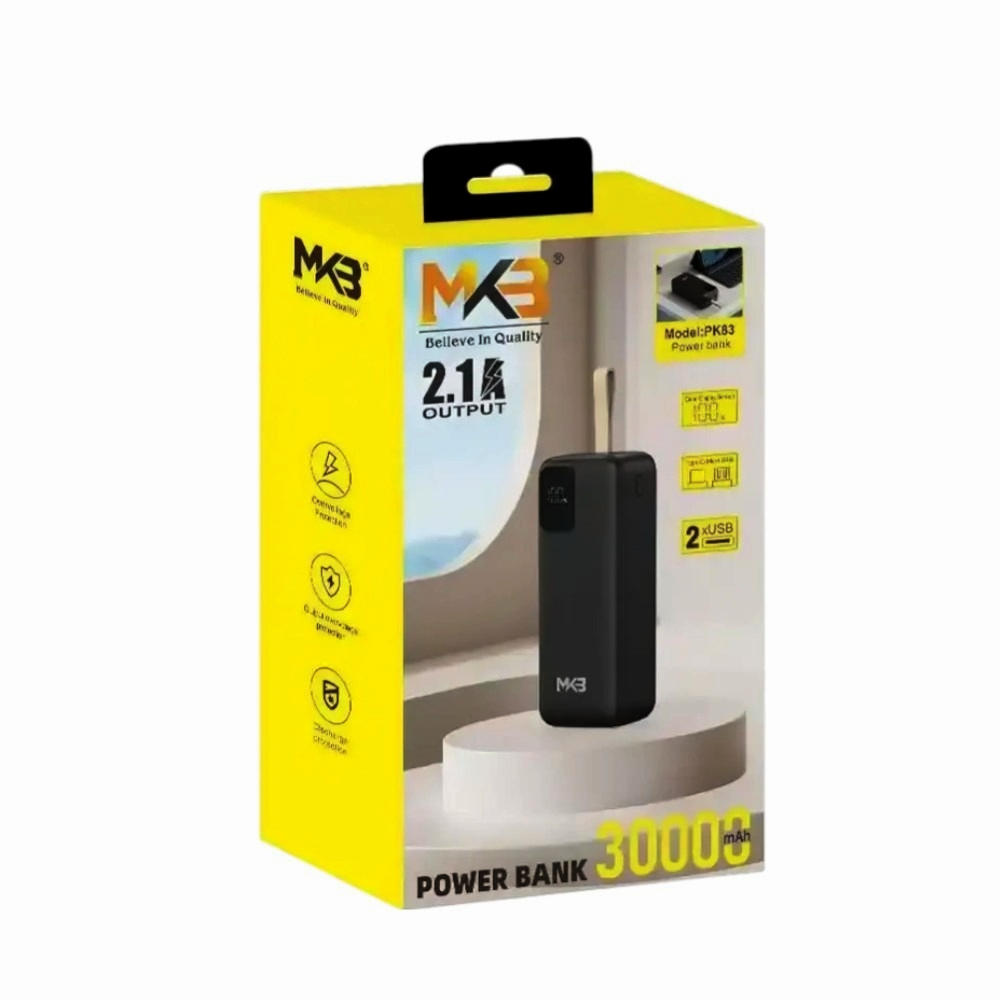 MKB PK83 30000mAh High-Capacity Power Bank – Dual USB & LED Display