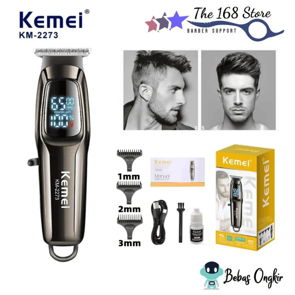 Kemei KM-2273 Rechargeable Trimmer – LED Display & Type-C Fast Charge