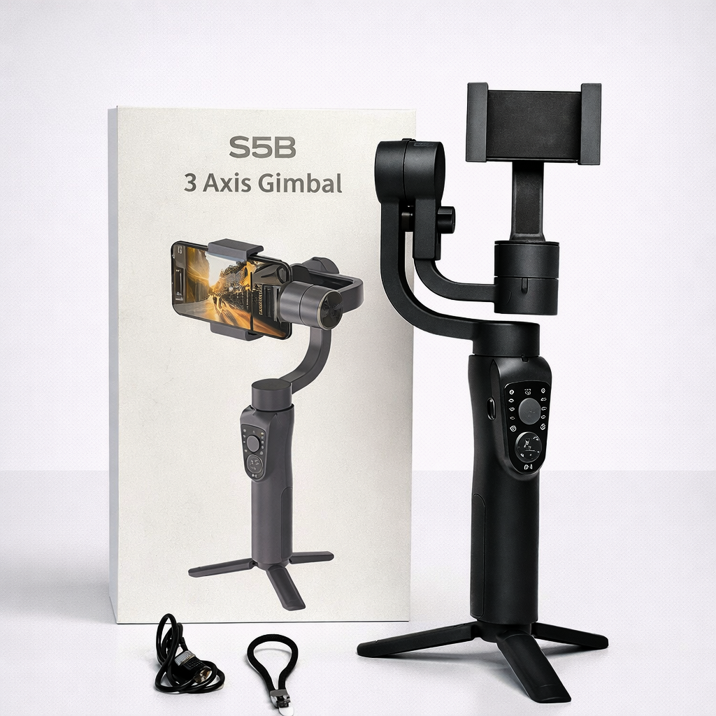 S5B 3-Axis Smartphone Gimbal Stabilizer – Face Tracking & Mini Tripod