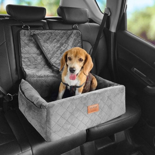Dog Car Seat, Dog Booster Seat for Car with A Storage Pocket, Clip-On