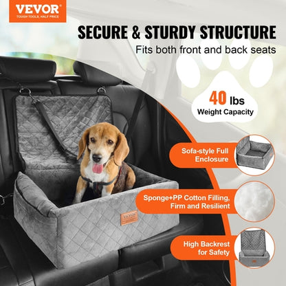 Dog Car Seat, Dog Booster Seat for Car with A Storage Pocket, Clip-On