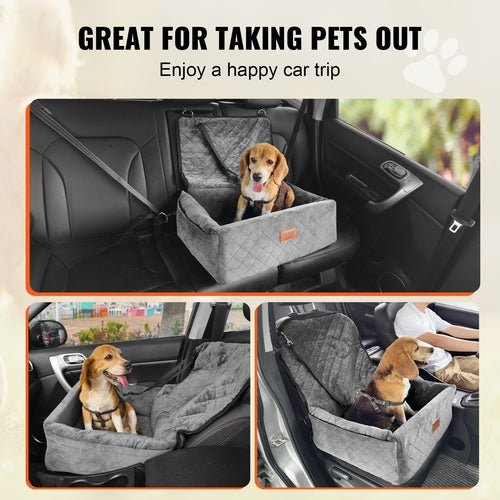 Dog Car Seat, Dog Booster Seat for Car with A Storage Pocket, Clip-On