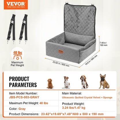 Dog Car Seat, Dog Booster Seat for Car with A Storage Pocket, Clip-On